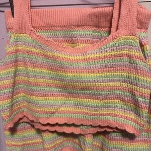 Women's 2 piece crop top (larg) with mini skirt (med)set(see pictures)